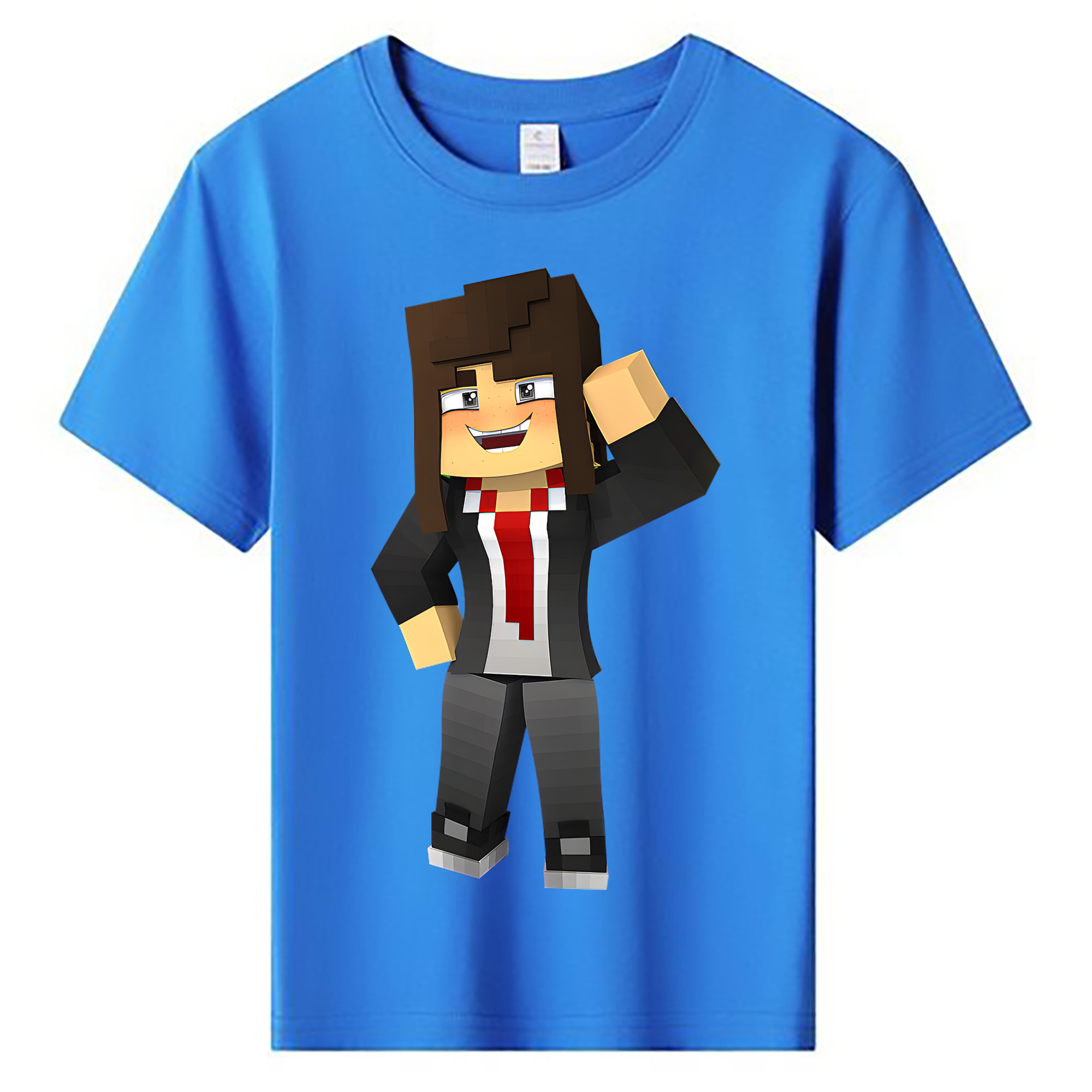 （画像用） マインクラフト ブロックの世界 Minecraft MC Block world 綿100％キッズTシャツ（フロントプリント）
